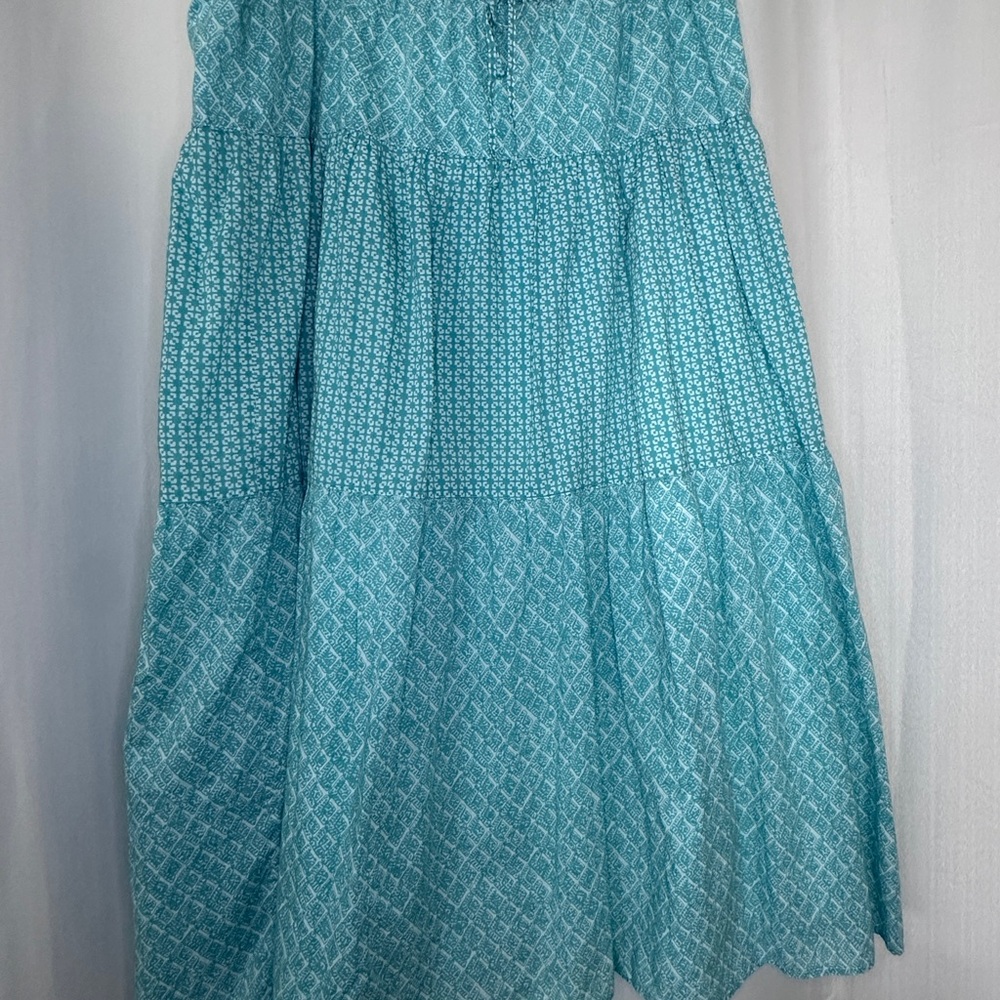 J. Jill Green/Blue Smocked Tiered Midi Skirt